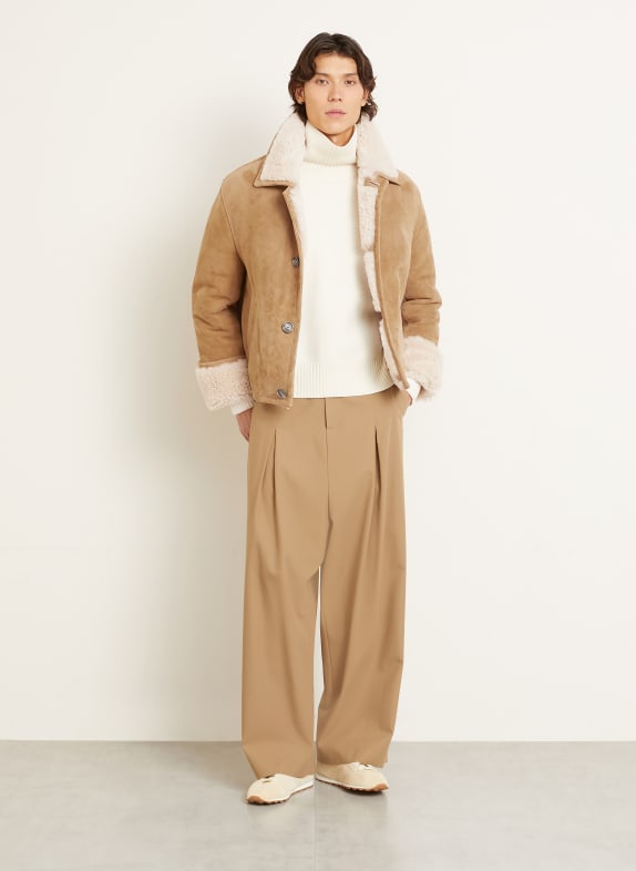 AMI PARIS Lederjacke HELLBRAUN / CREME