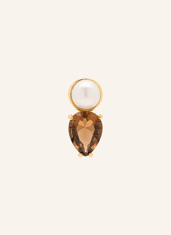 LULU Copenhagen GALA THE DROP stud earrings BROWN / GOLD / WHITE