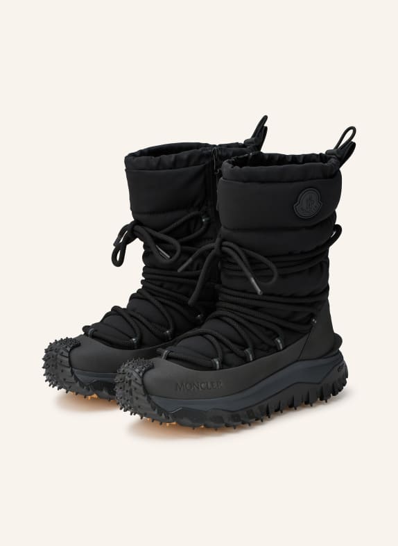 MONCLER mercedes castillo kyle leather knee high boots BLACK / COGNAC