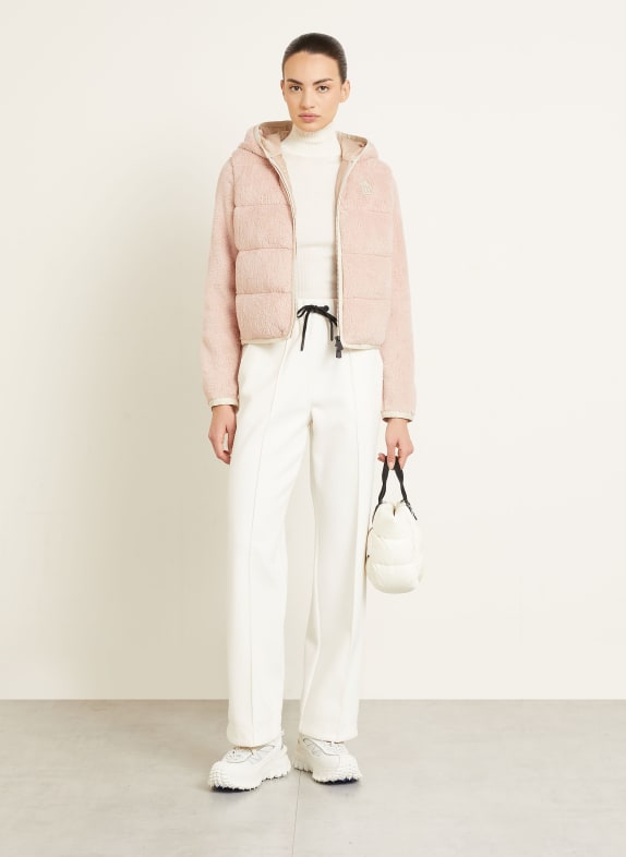 MONCLER GRENOBLE Doudoune en fourrure synthétique VIEUX ROSE / BEIGE