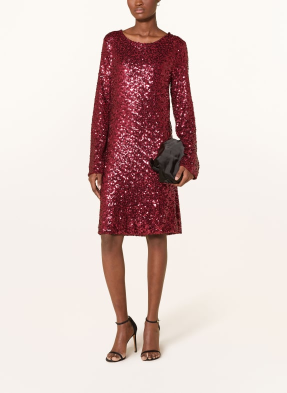 miss goodlife Kleid mit Pailletten DUNKELROT / SCHWARZ