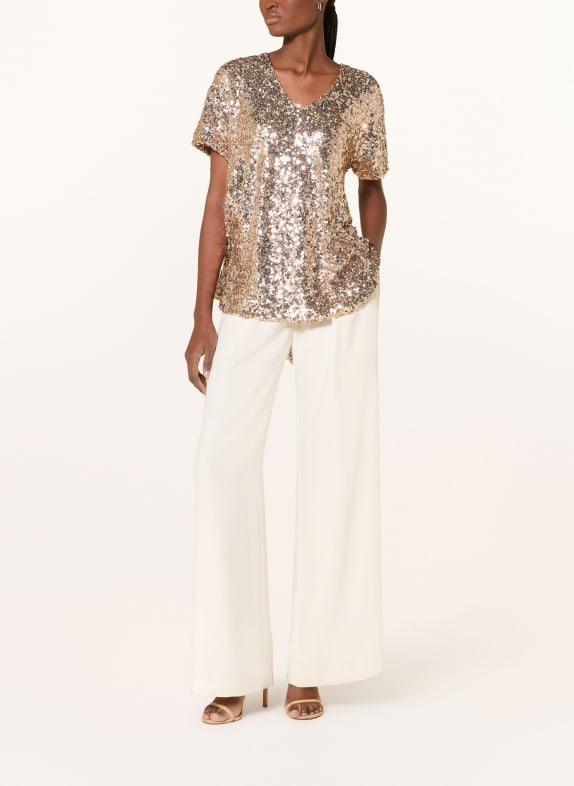 miss goodlife Bluse med pailletter ROSÉGULD / KAMEL