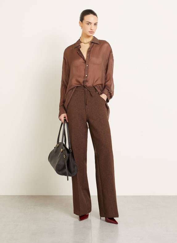 DARKPARK KEANU Silk Shirt Blouse DARK BROWN