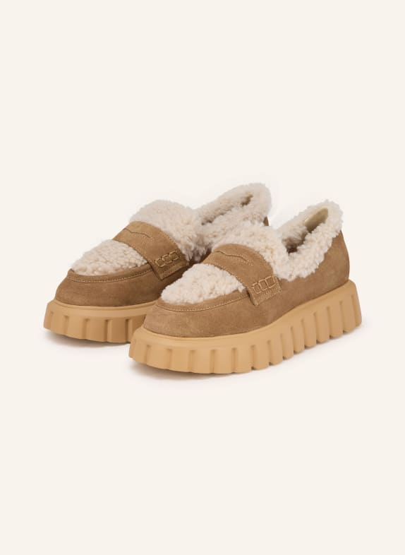 VOILE BLANCHE Plateau-Loafer GRENELLE CAMEL / HELLBRAUN