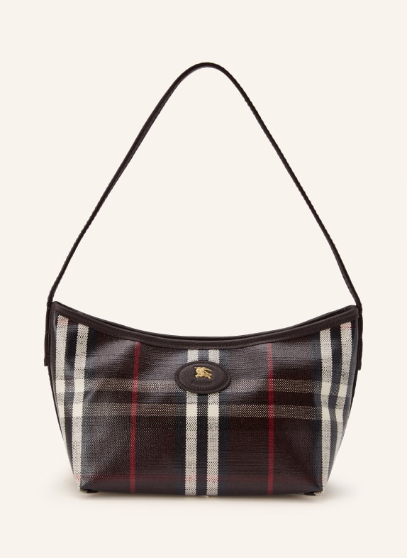 BURBERRY Handtasche HIGHLANDS DUNKELBRAUN / ROT / WEISS