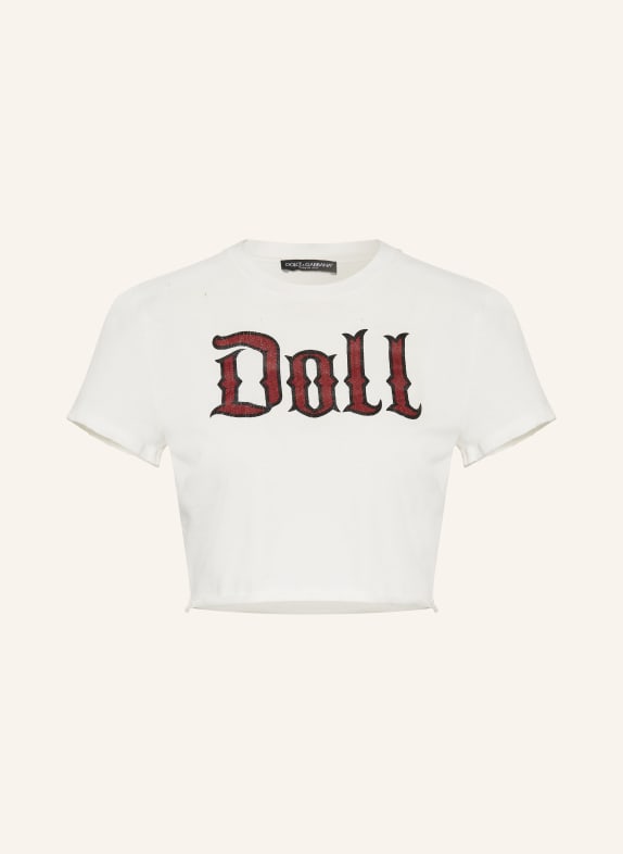 DOLCE & GABBANA Cropped-Shirt WEISS / ROT / SCHWARZ