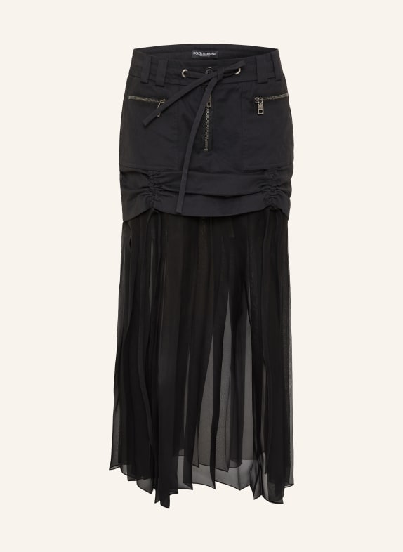 DOLCE & GABBANA Rock mit Seide im Materialmix SCHWARZ