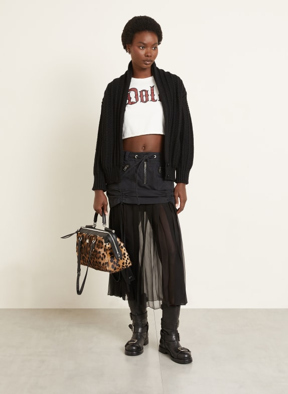DOLCE & GABBANA Rock met zijde in materiaalmix ZWART