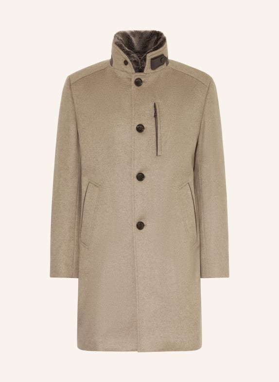 windsor. Wollmantel RIVANO3 mit herausnehmbarer Blende BEIGE / DUNKELBRAUN