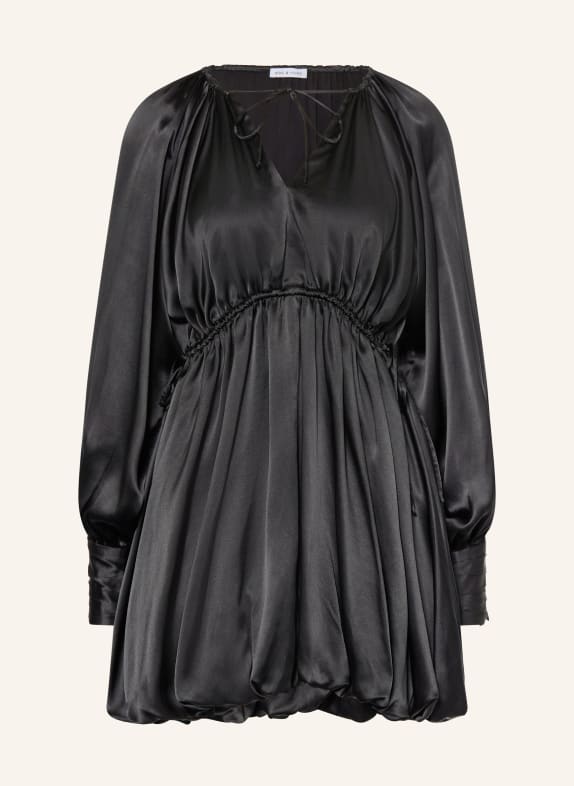 MRS & HUGS Satinkleid mit Seide SCHWARZ
