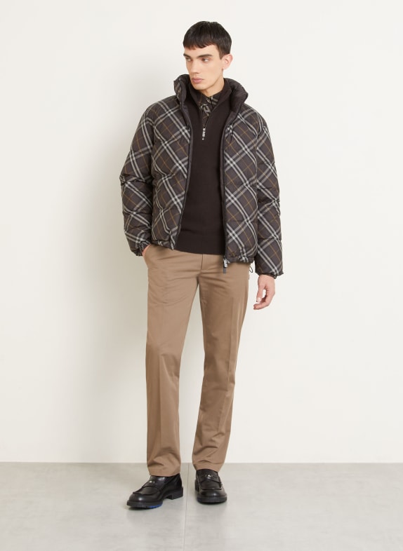 BURBERRY Vändbar dunjacka SNOWDON MÖRKBRUN / KAMEL / GRÅ