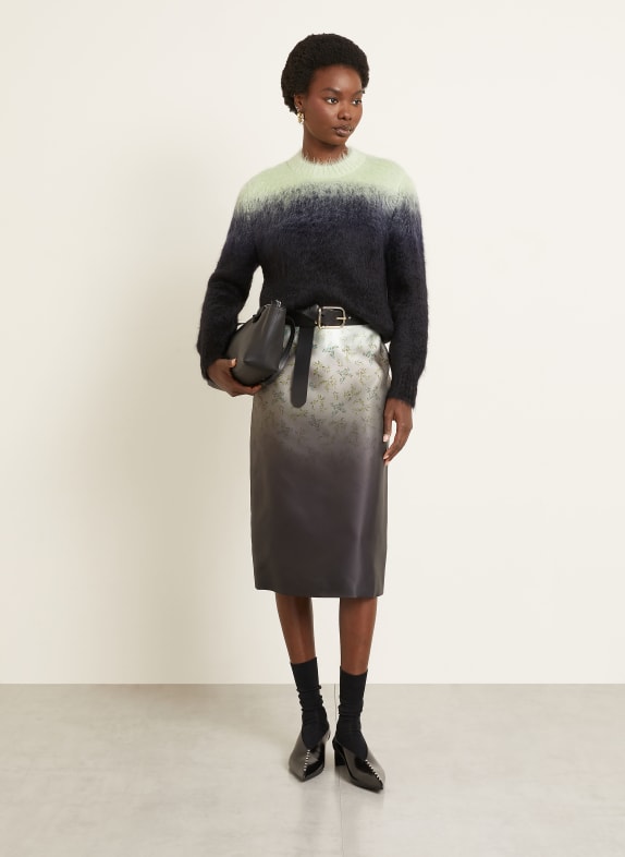 JIL SANDER Trui met mohair ZWART / MINT / DONKERBLAUW