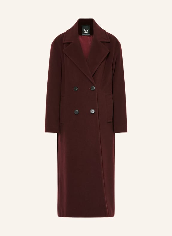 FUCHS SCHMITT vlněný kabát TMAVĚ ČERVENÁ