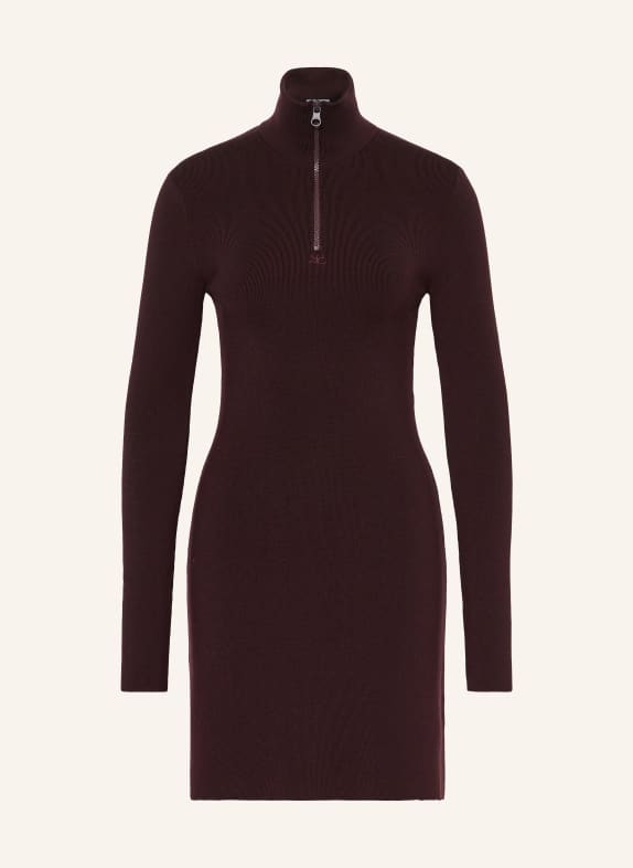 Courrèges Strickkleid aus Merinowolle DUNKELROT