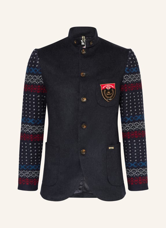 Luis Trenker Janker LUSANDRO im Materialmix DUNKELBLAU / GRAU / DUNKELROT