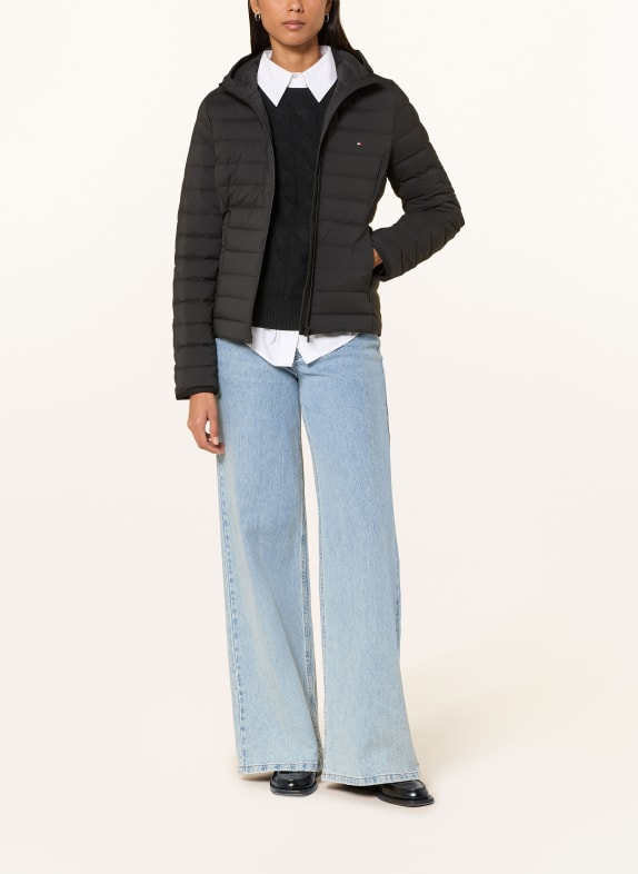 TOMMY HILFIGER Lightweight-Daunenjacke mit abnehmbarer Kapuze SCHWARZ