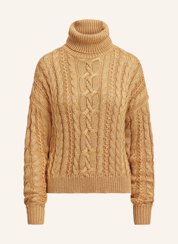 LAUREN RALPH LAUREN Rolák s třpytivou přízí VELBLOUDÍ / ZLATÁ