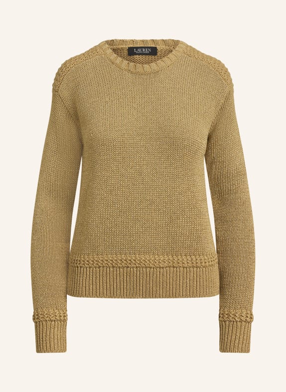 LAUREN RALPH LAUREN Svetr s třpytivou přízí VELBLOUDÍ / ZLATÁ