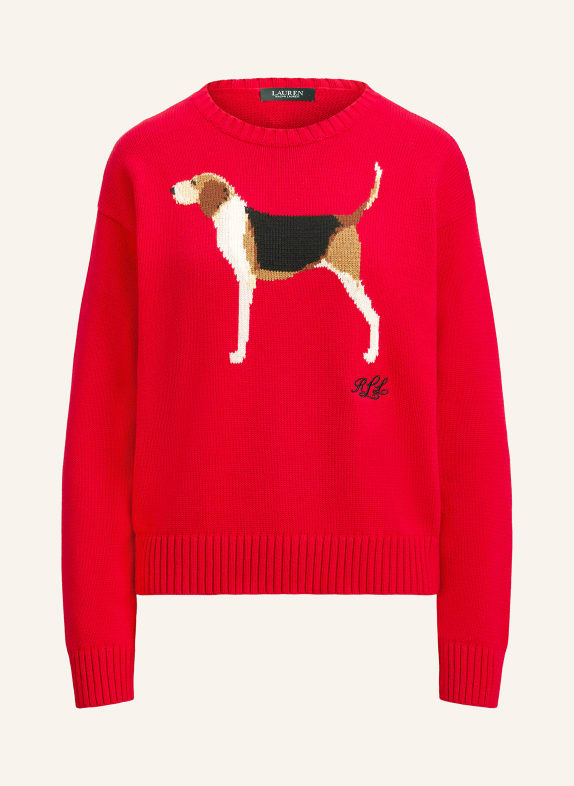 LAUREN RALPH LAUREN svetr ČERVENÁ / HNĚDÁ / KRÉMOVÁ