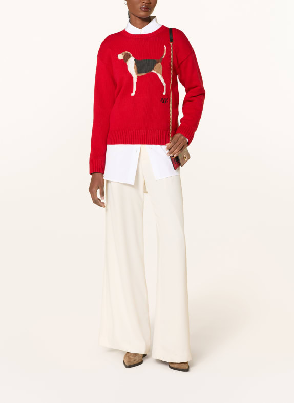 LAUREN RALPH LAUREN Pullover ROT / BRAUN / CREME