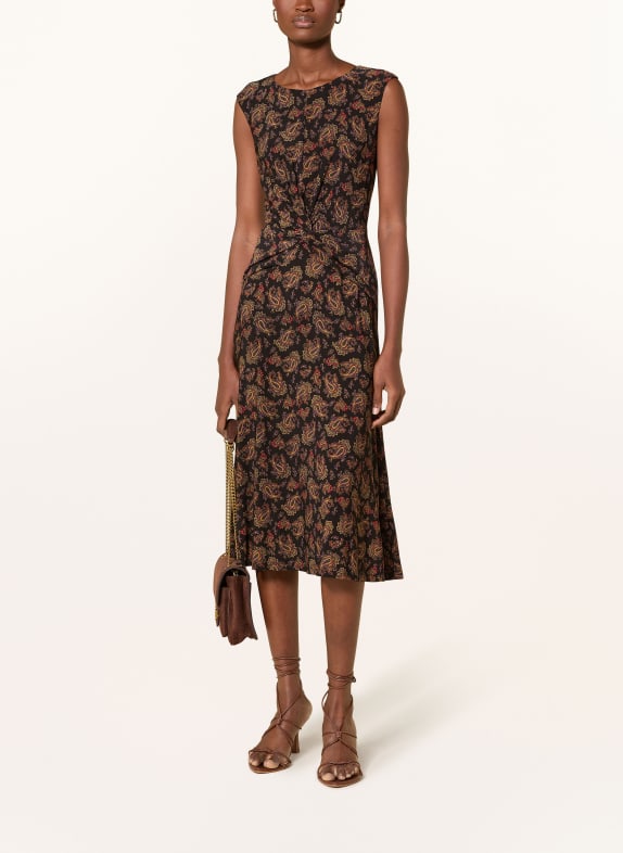 LAUREN RALPH LAUREN Jerseykleid SCHWARZ / CAMEL
