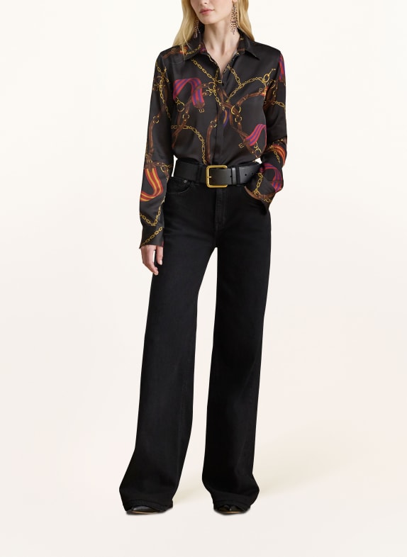 LAUREN RALPH LAUREN Hemdbluse SCHWARZ / DUNKELBRAUN / DUNKELGELB