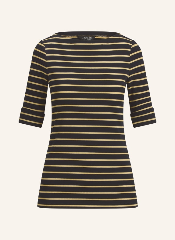 Koszulka polo z dżerseju z kamieniami ozdobnymi produktów Koszulka z rękawami 3/4 i błyszczącą nicią CZARNY / ZŁOTY