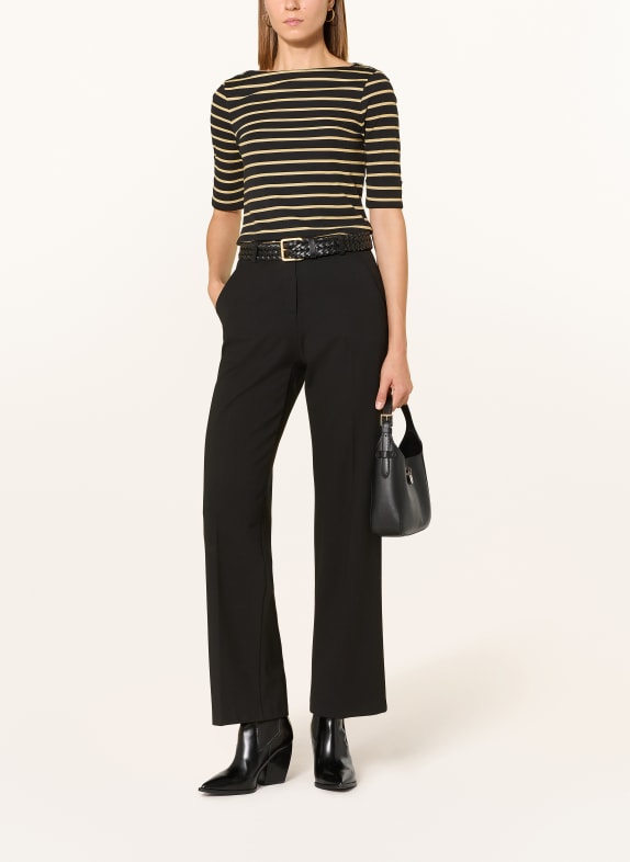 LAUREN RALPH LAUREN Tričko s 3/4 rukávem a třpytivou nití ČERNÁ / ZLATÁ