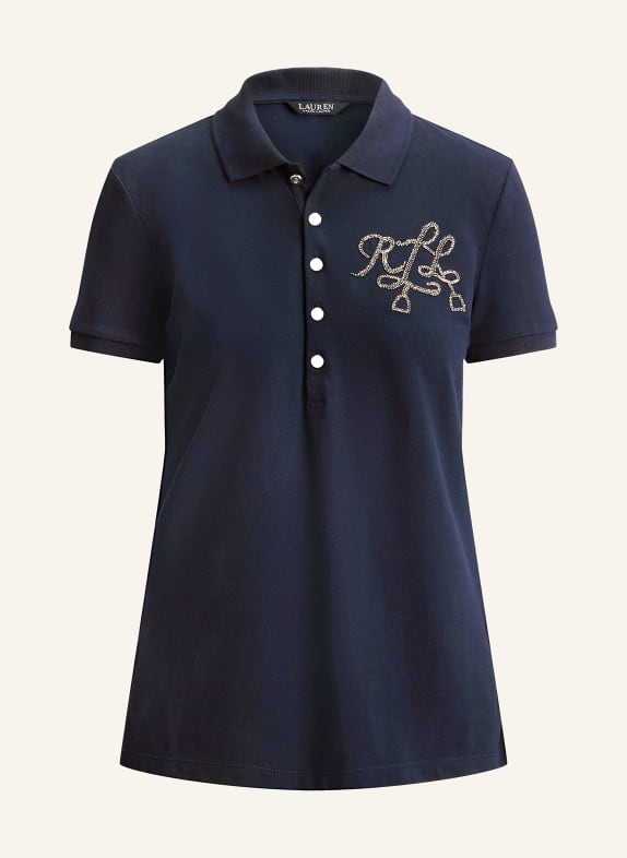 Koszulka polo z dżerseju z kamieniami ozdobnymi produktów Koszulka polo z dżerseju z kamieniami ozdobnymi GRANATOWY / ZŁOTY