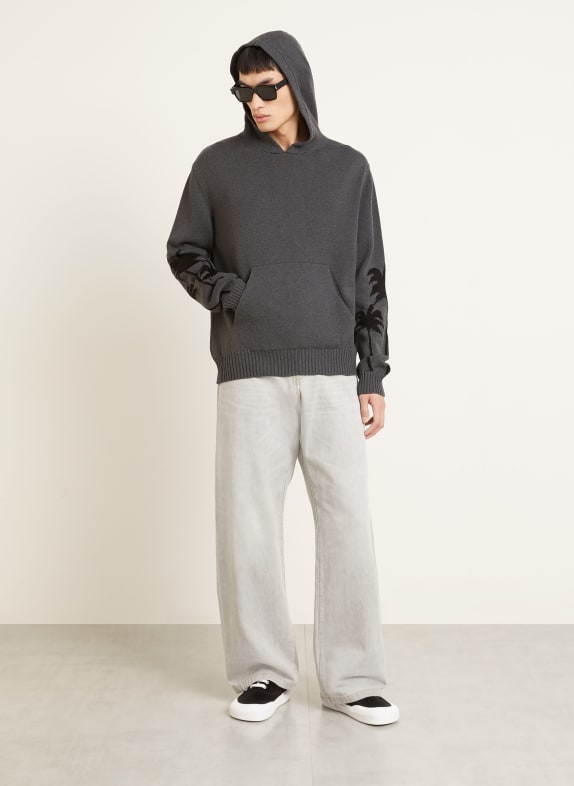 Palm Angels Gebreide hoodie DONKERGRIJS / ZWART