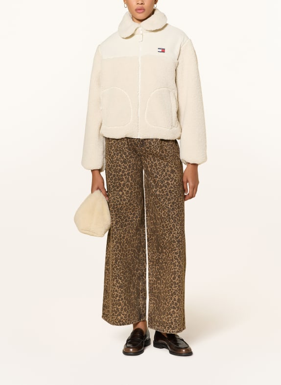 TOMMY JEANS Teddyfell-Jacke im Materialmix ECRU