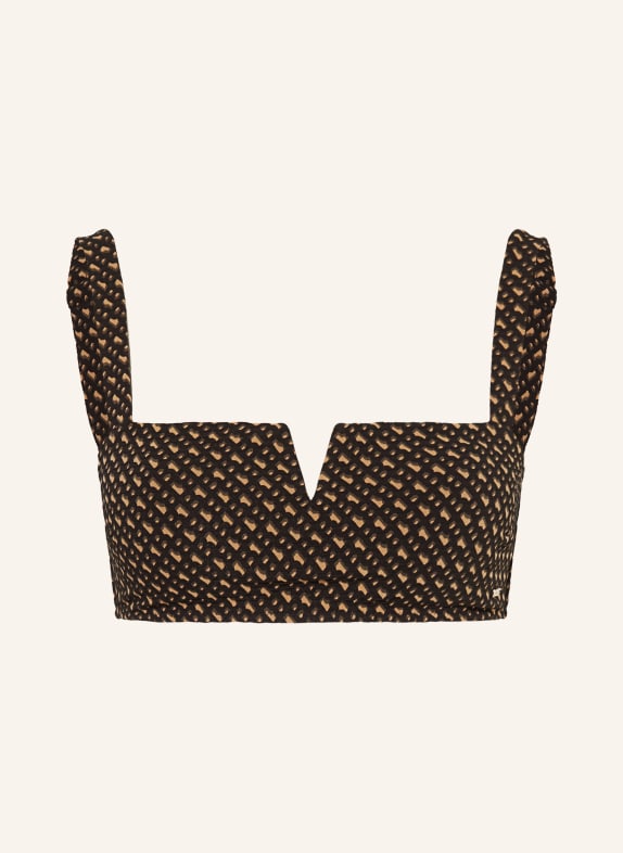 BOSS Bandeau-Bikini-Top B MONOGRAM SCHWARZ / BEIGE