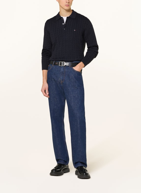 TOMMY HILFIGER Gebreid poloshirt DONKERBLAUW