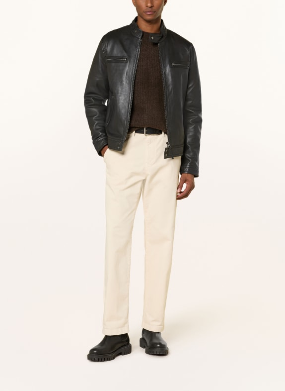 TOMMY HILFIGER Lederjacke SCHWARZ