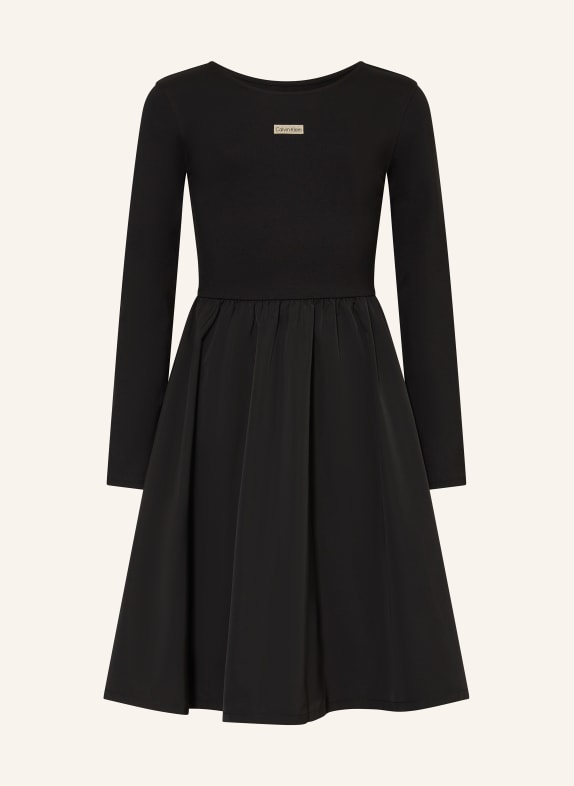Calvin Klein Kleid im Materialmix SCHWARZ