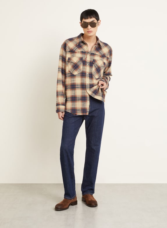 DSQUARED2 overhemd BEIGE / ROOD / DONKERBLAUW