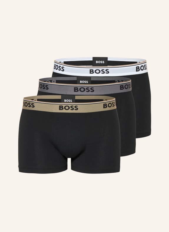 BOSS 3er-Pack Boxershorts POWER SCHWARZ / KHAKI / WEISS