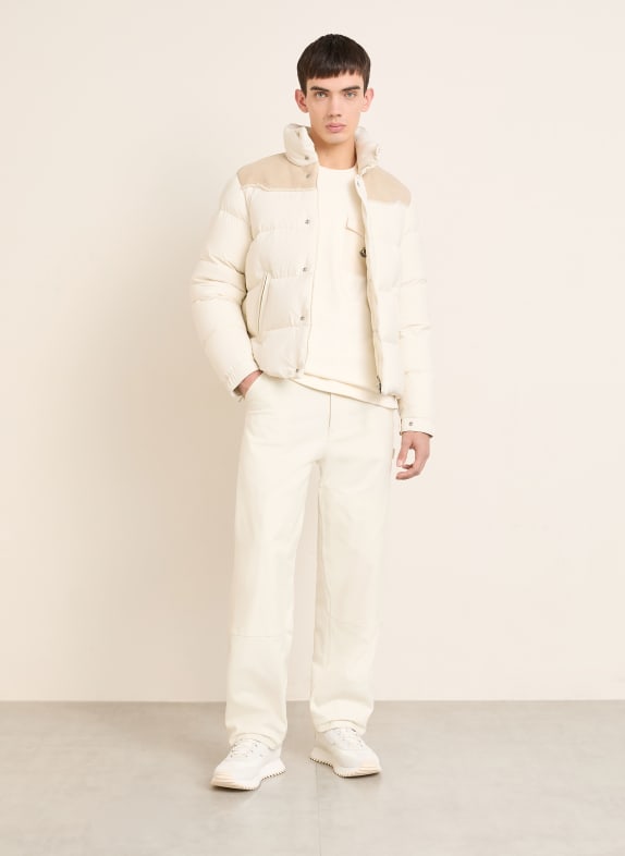 MONCLER VERINE down jacket with leather ECRU / BEIGE