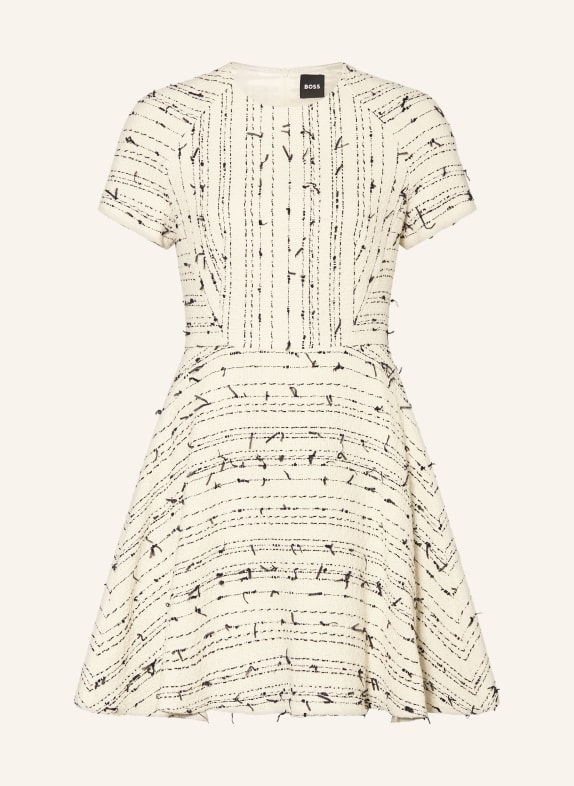 BOSS Bouclé-Kleid DATARNI CREME / SCHWARZ