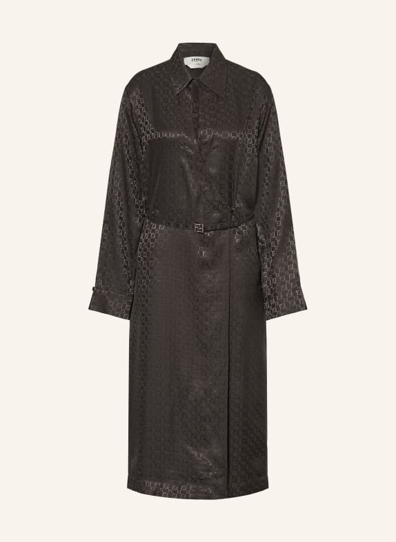 FENDI Wickelkleid aus Seide DUNKELBRAUN