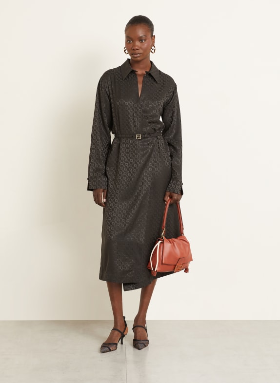 FENDI Wickelkleid aus Seide DUNKELBRAUN
