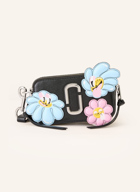 MARC JACOBS Torba na ramię Saffiano THE SNAPSHOT FLOWER PATCHES CZARNY / MOCNORÓŻOWY / JASNONIEBIESKI