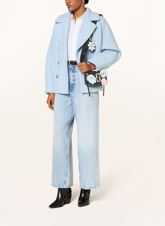 MARC JACOBS Torba na ramię Saffiano THE SNAPSHOT FLOWER PATCHES CZARNY / MOCNORÓŻOWY / JASNONIEBIESKI