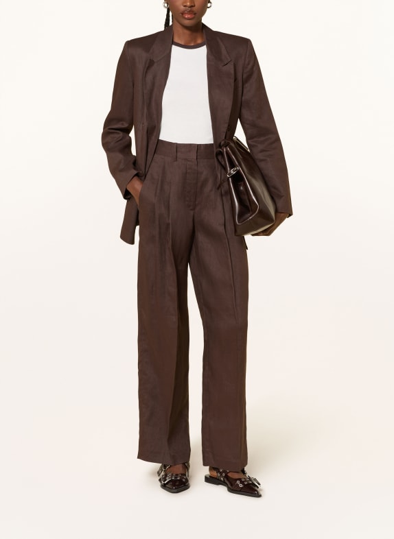 MRS & HUGS Linnen broek met wijde pijpen MARRON FONCÉ