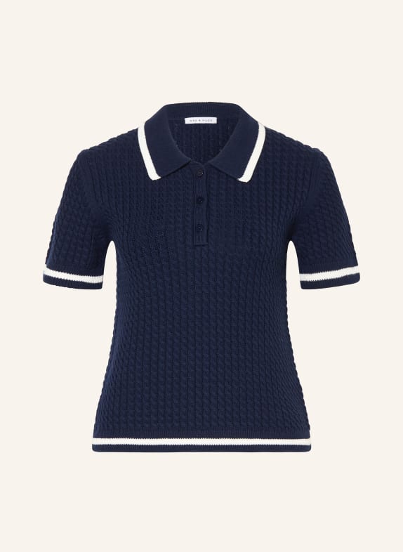 MRS & HUGS knitted polo shirt DARK BLUE / WHITE