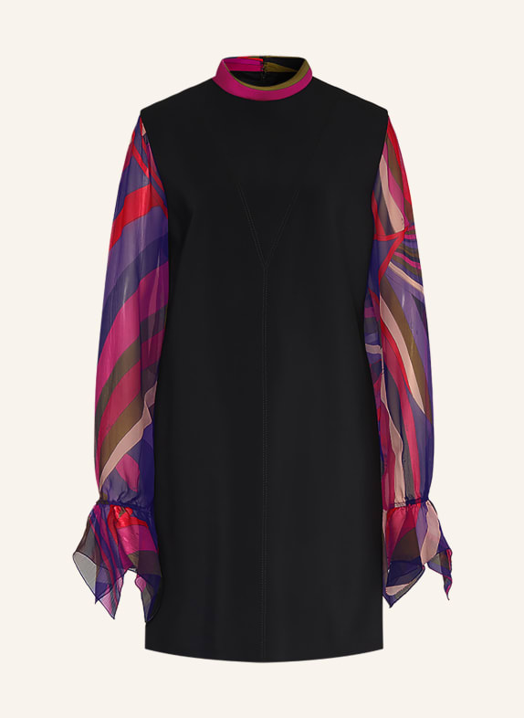 PUCCI Kleid im Materialmix SCHWARZ / LILA / OLIV