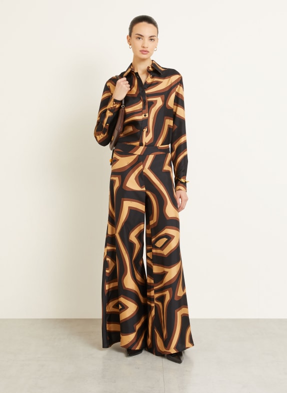PUCCI Marlene-broek van zijde ZWART / COGNAC / BRUIN