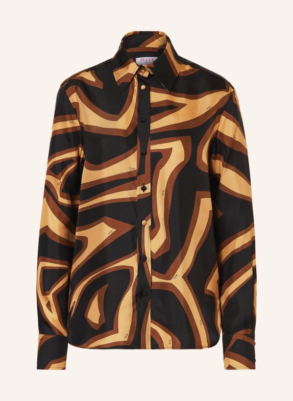 PUCCI Hemdbluse aus Seide SCHWARZ / BRAUN / BEIGE