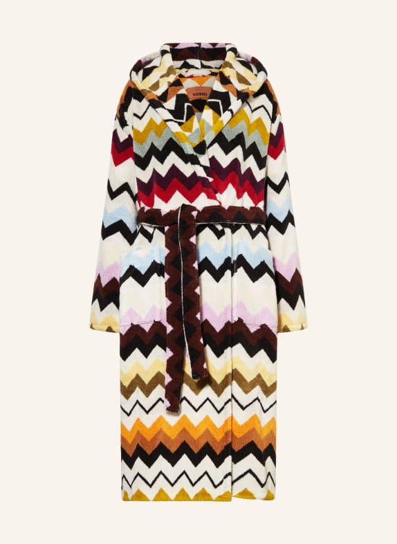 MISSONI Home Unisex-Bademantel mit Kapuze WEISS / ORANGE / SCHWARZ