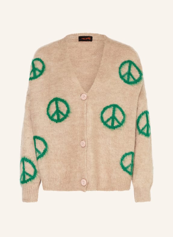 miss goodlife Strickjacke mit Alpaka HELLBRAUN / GRÜN